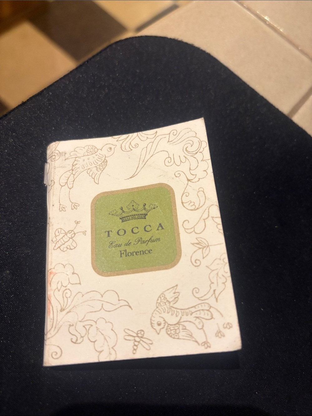 Tocca Florence Sample Card in Green and Cream - perfume sample NWT
